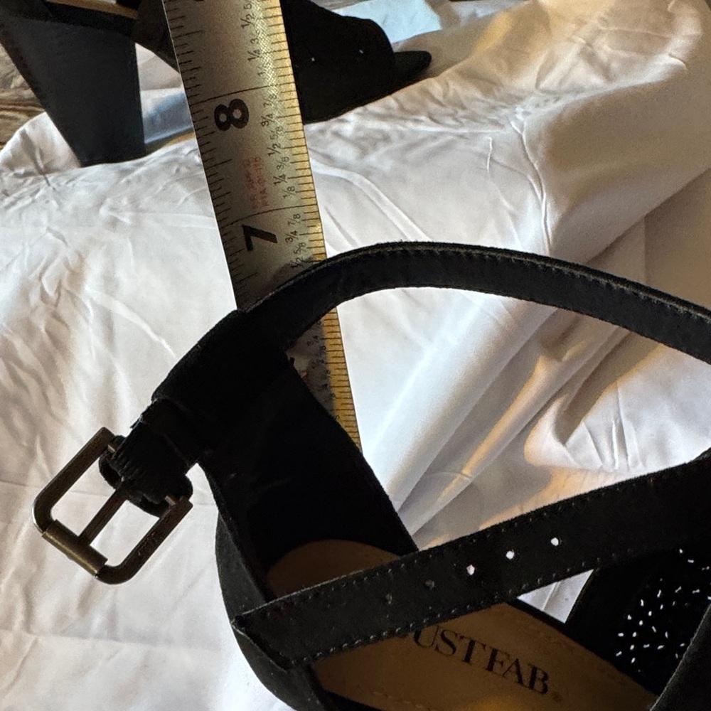 JustFab Black Perforated Heeled Sandals - Picture 4 of 10